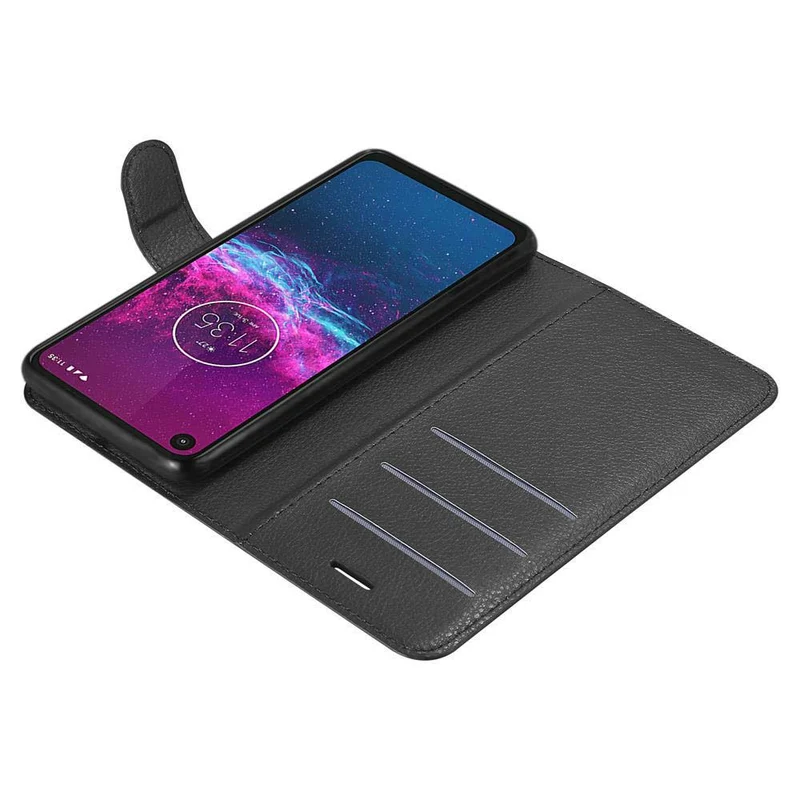 Cadorabo Hülle kompatibel mit Motorola ONE ACTION Schutzhülle mit Magnetverschluss, Standfunktion und Kartenfach