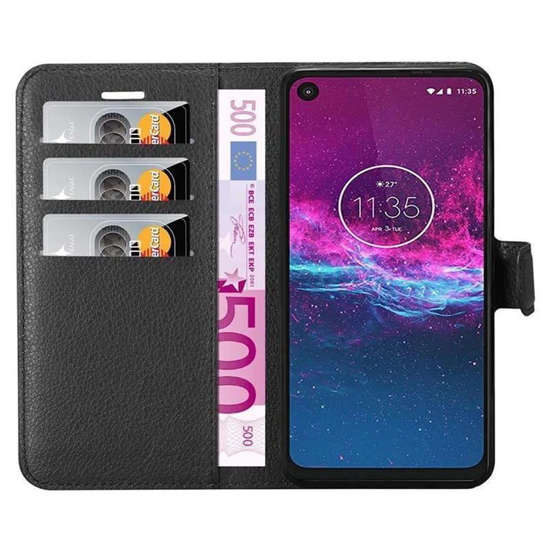 Cadorabo Hülle kompatibel mit Motorola ONE ACTION Schutzhülle mit Magnetverschluss, Standfunktion und Kartenfach