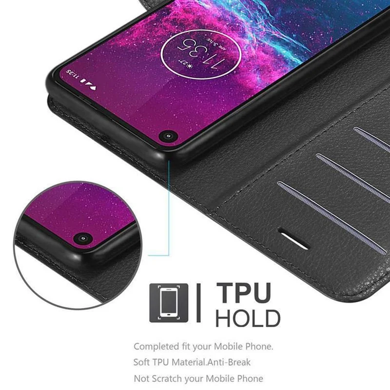 Cadorabo Hülle kompatibel mit Motorola ONE ACTION Schutzhülle mit Magnetverschluss, Standfunktion und Kartenfach