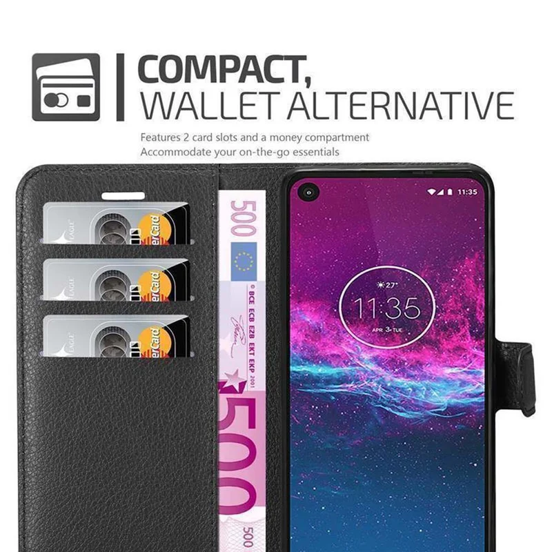 Cadorabo Hülle kompatibel mit Motorola ONE ACTION Schutzhülle mit Magnetverschluss, Standfunktion und Kartenfach