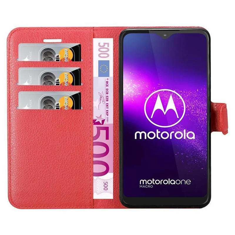 Cadorabo Hülle kompatibel mit Motorola ONE MACRO Schutzhülle mit Magnetverschluss, Standfunktion und Kartenfach