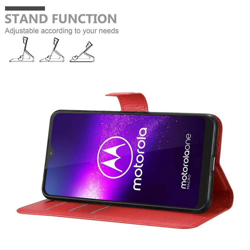 Cadorabo Hülle kompatibel mit Motorola ONE MACRO Schutzhülle mit Magnetverschluss, Standfunktion und Kartenfach