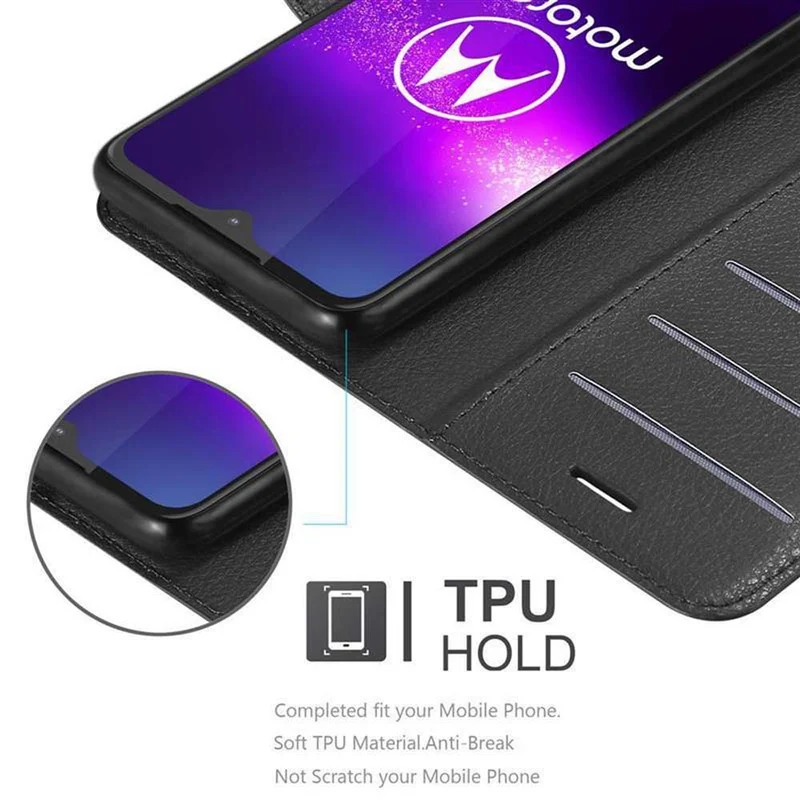 Cadorabo Hülle kompatibel mit Motorola ONE MACRO Schutzhülle mit Magnetverschluss, Standfunktion und Kartenfach