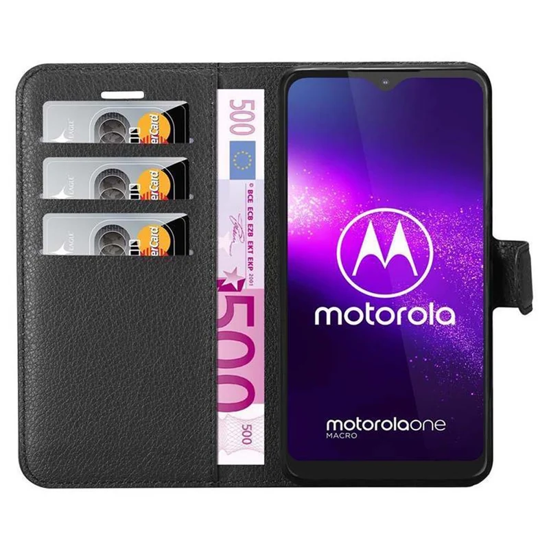 Cadorabo Hülle kompatibel mit Motorola ONE MACRO Schutzhülle mit Magnetverschluss, Standfunktion und Kartenfach