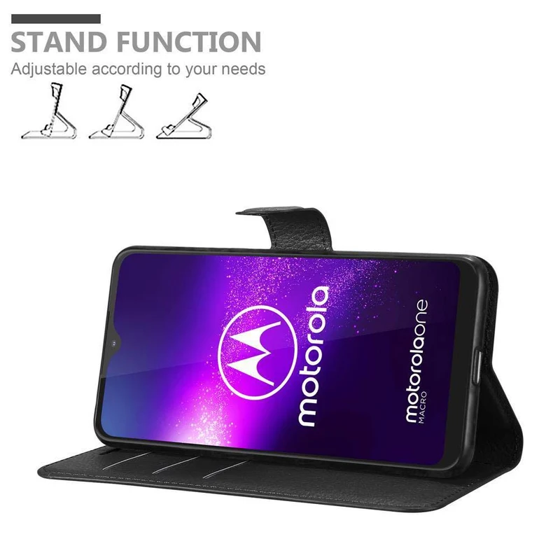 Cadorabo Hülle kompatibel mit Motorola ONE MACRO Schutzhülle mit Magnetverschluss, Standfunktion und Kartenfach