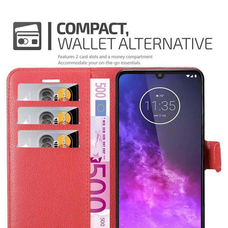 Cadorabo Hülle kompatibel mit Motorola ONE PRO / ONE ZOOM Schutzhülle mit Magnetverschluss, Standfunktion und Kartenfach