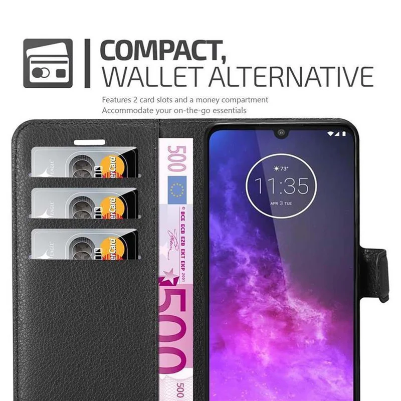 Cadorabo Hülle kompatibel mit Motorola ONE PRO / ONE ZOOM Schutzhülle mit Magnetverschluss, Standfunktion und Kartenfach