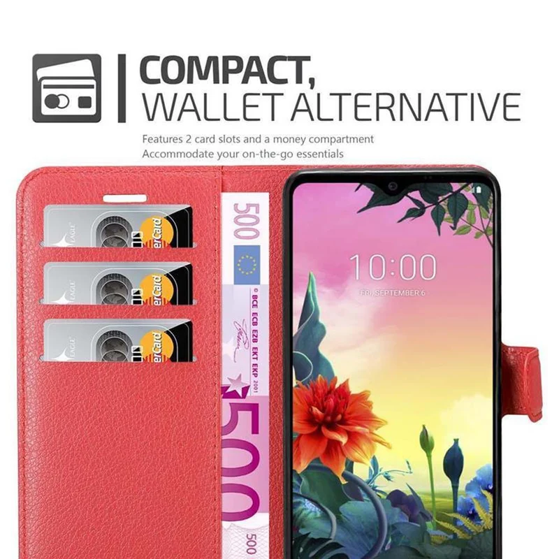 Cadorabo Hülle kompatibel mit LG K50S Schutzhülle mit Magnetverschluss, Standfunktion und Kartenfach