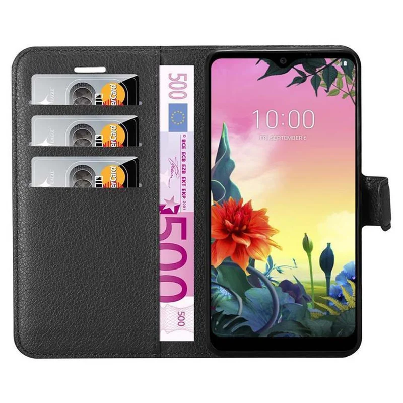 Cadorabo Hülle kompatibel mit LG K50S Schutzhülle mit Magnetverschluss, Standfunktion und Kartenfach