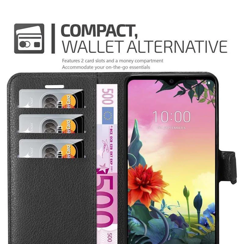 Cadorabo Hülle kompatibel mit LG K50S Schutzhülle mit Magnetverschluss, Standfunktion und Kartenfach