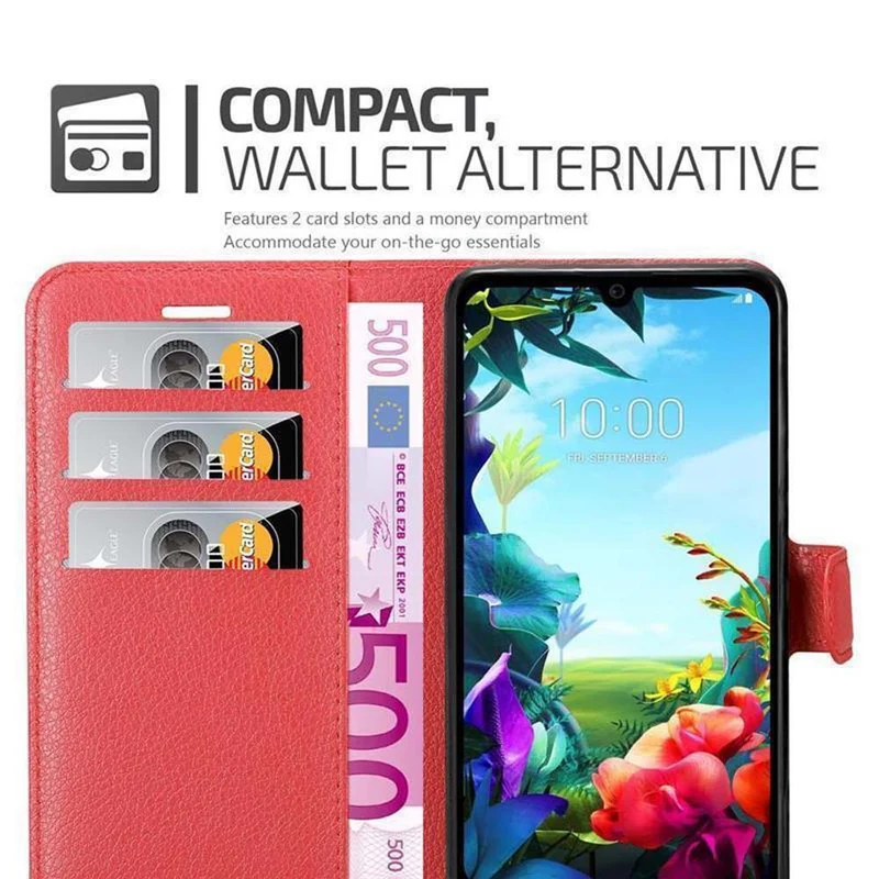 Cadorabo Hülle kompatibel mit LG K40S Schutzhülle mit Magnetverschluss, Standfunktion und Kartenfach