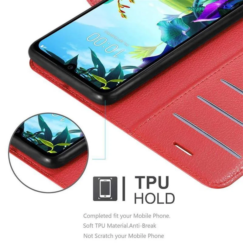 Cadorabo Hülle kompatibel mit LG K40S Schutzhülle mit Magnetverschluss, Standfunktion und Kartenfach
