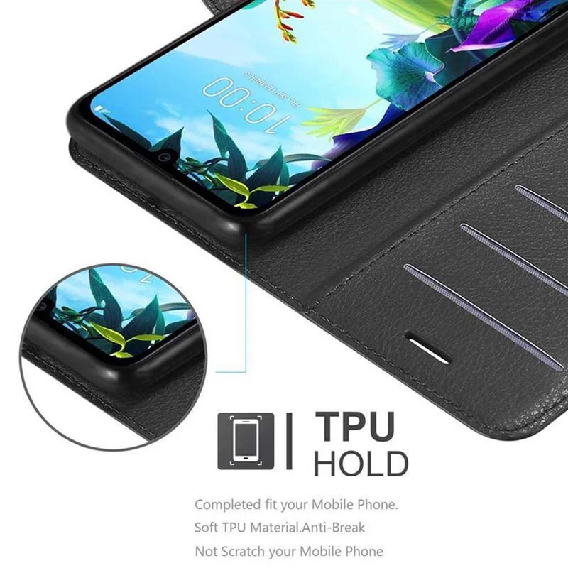 Cadorabo Hülle kompatibel mit LG K40S Schutzhülle mit Magnetverschluss, Standfunktion und Kartenfach