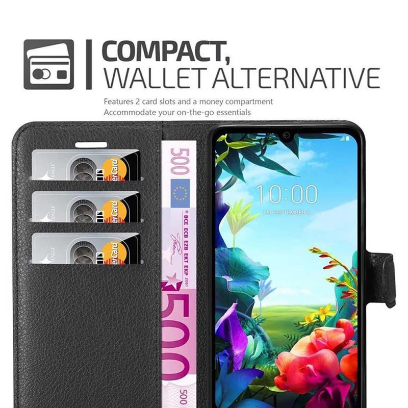 Cadorabo Hülle kompatibel mit LG K40S Schutzhülle mit Magnetverschluss, Standfunktion und Kartenfach