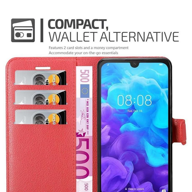 Cadorabo Hülle kompatibel mit Huawei Y5 2019 / Enjoy Play 8 / Honor 8S Schutzhülle mit Magnetverschluss, Standfunktion und Kartenfach