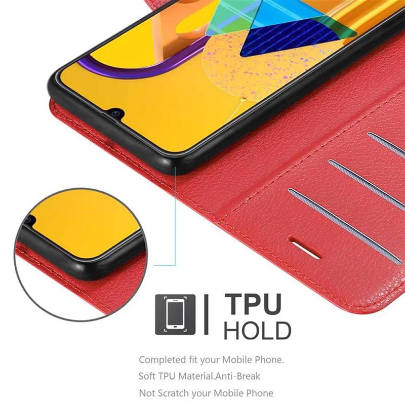 Cadorabo Hülle kompatibel mit Samsung Galaxy M21 / M30s Schutzhülle mit Magnetverschluss, Standfunktion und Kartenfach