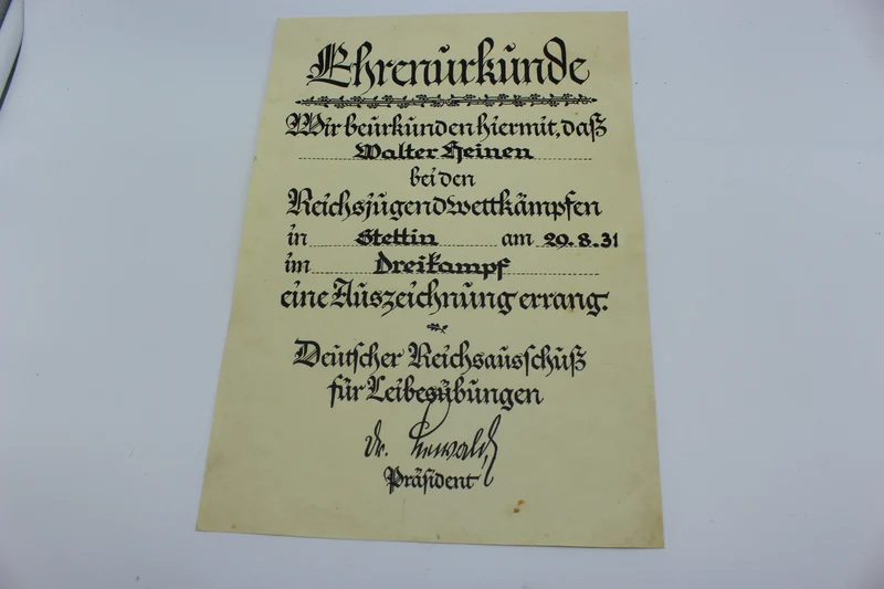 Ehrenkunde Reichsjugendwettenkampfen