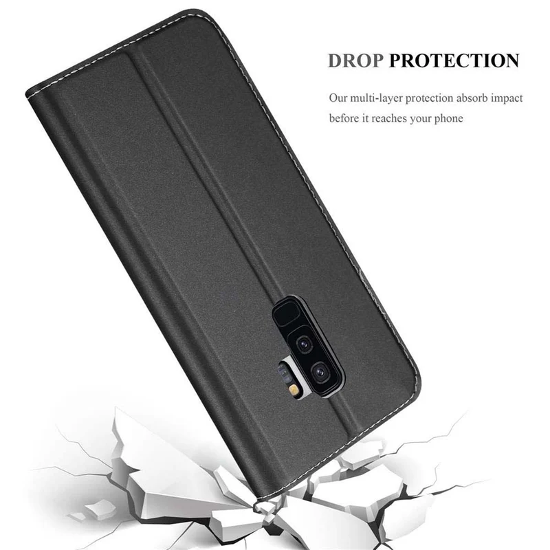 Cadorabo Hülle kompatibel mit Samsung Galaxy S9 PLUS Schutzhülle mit Magnetverschluss, Standfunktion und Kartenfach