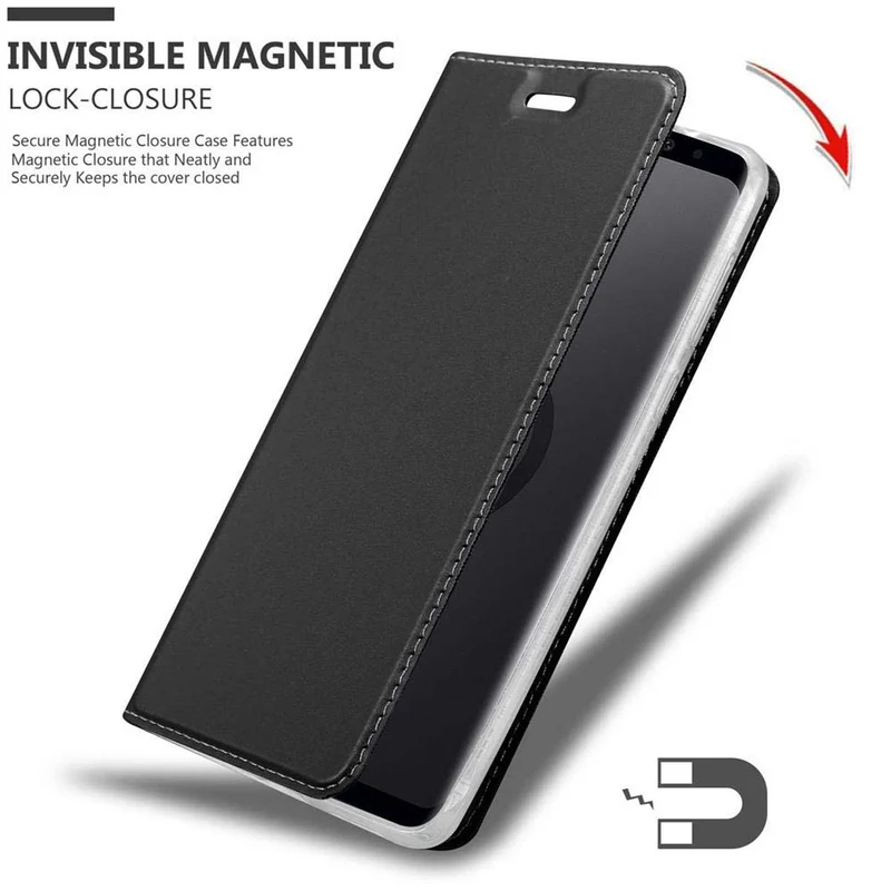 Cadorabo Hülle kompatibel mit Samsung Galaxy S9 PLUS Schutzhülle mit Magnetverschluss, Standfunktion und Kartenfach