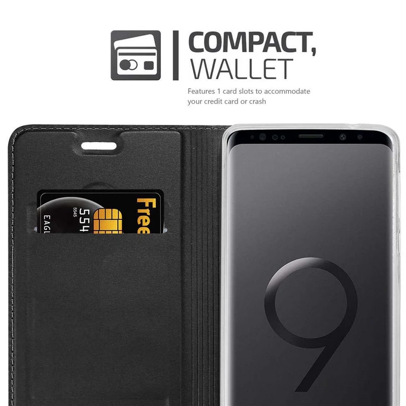 Cadorabo Hülle kompatibel mit Samsung Galaxy S9 PLUS Schutzhülle mit Magnetverschluss, Standfunktion und Kartenfach
