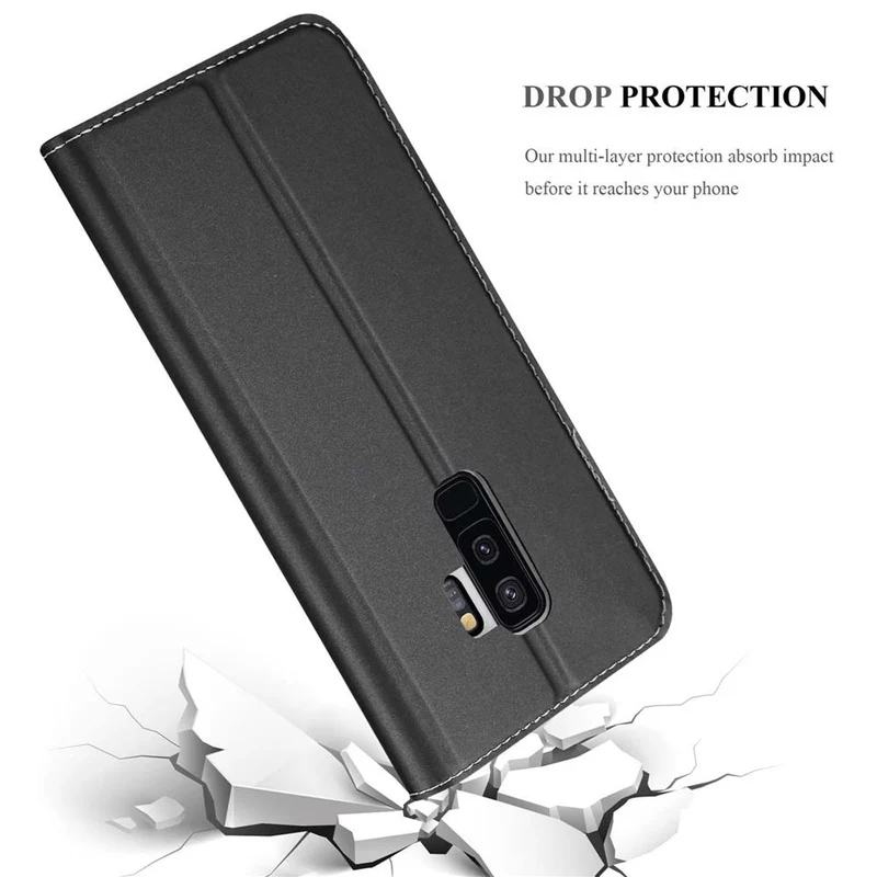 Cadorabo Hülle kompatibel mit Samsung Galaxy S9 PLUS Schutzhülle mit Magnetverschluss, Standfunktion und Kartenfach