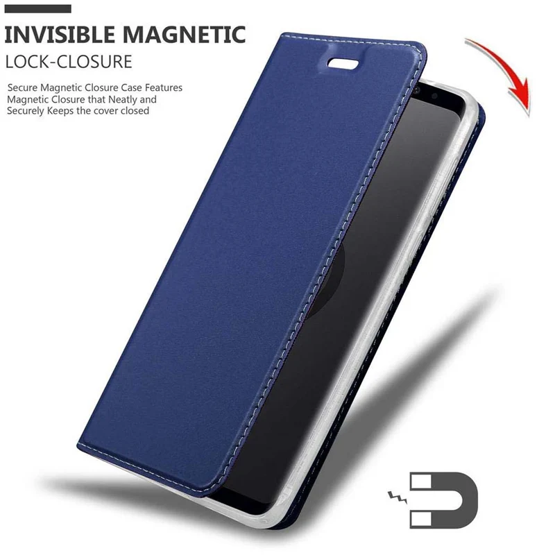 Cadorabo Hülle kompatibel mit Samsung Galaxy S9 PLUS Schutzhülle mit Magnetverschluss, Standfunktion und Kartenfach