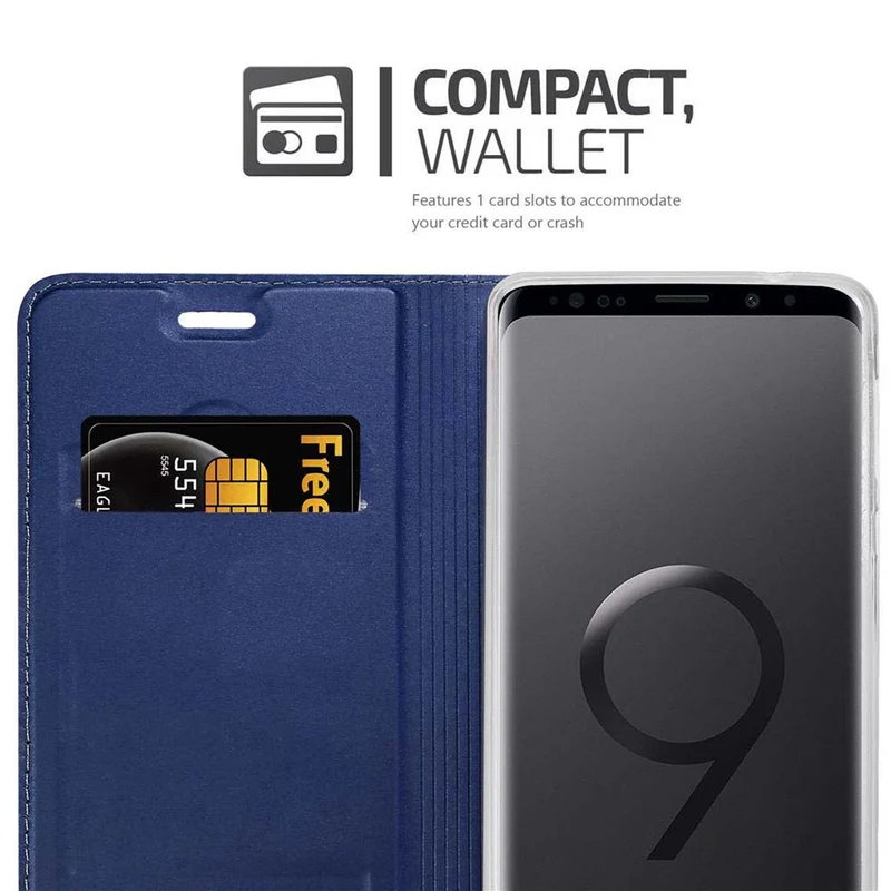 Cadorabo Hülle kompatibel mit Samsung Galaxy S9 PLUS Schutzhülle mit Magnetverschluss, Standfunktion und Kartenfach