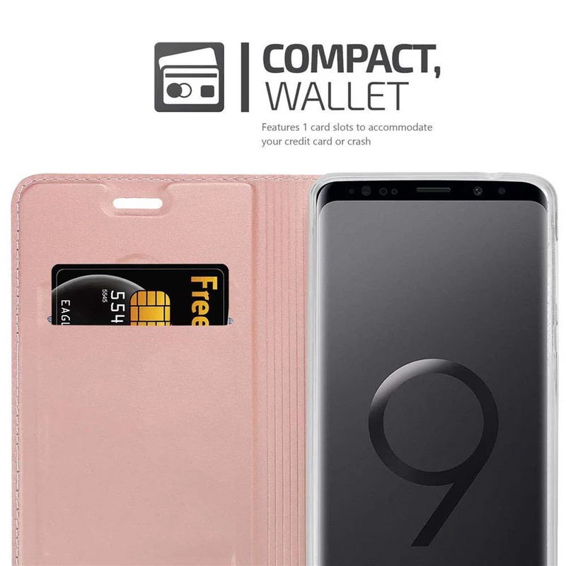 Cadorabo Hülle kompatibel mit Samsung Galaxy S9 PLUS Schutzhülle mit Magnetverschluss, Standfunktion und Kartenfach