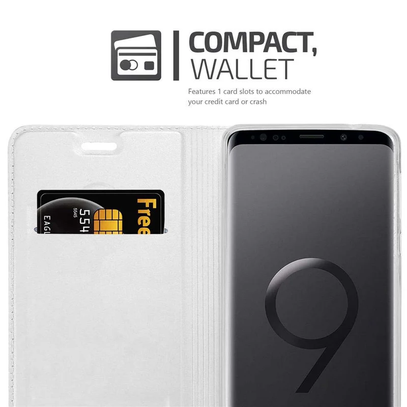 Cadorabo Hülle kompatibel mit Samsung Galaxy S9 PLUS Schutzhülle mit Magnetverschluss, Standfunktion und Kartenfach