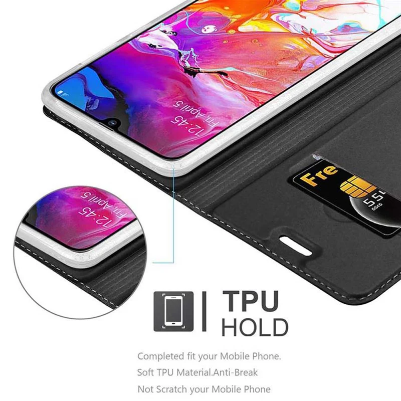 Cadorabo Hülle kompatibel mit Samsung Galaxy A70 / A70s Schutzhülle mit Magnetverschluss, Standfunktion und Kartenfach