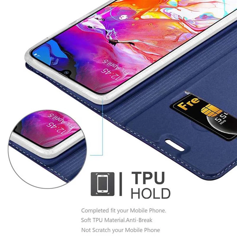 Cadorabo Hülle kompatibel mit Samsung Galaxy A70 / A70s Schutzhülle mit Magnetverschluss, Standfunktion und Kartenfach