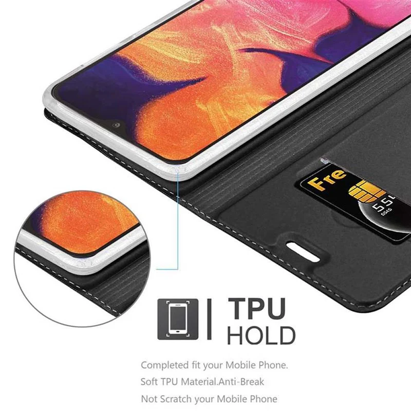 Cadorabo Hülle kompatibel mit Samsung Galaxy A10 / M10 Schutzhülle mit Magnetverschluss, Standfunktion und Kartenfach