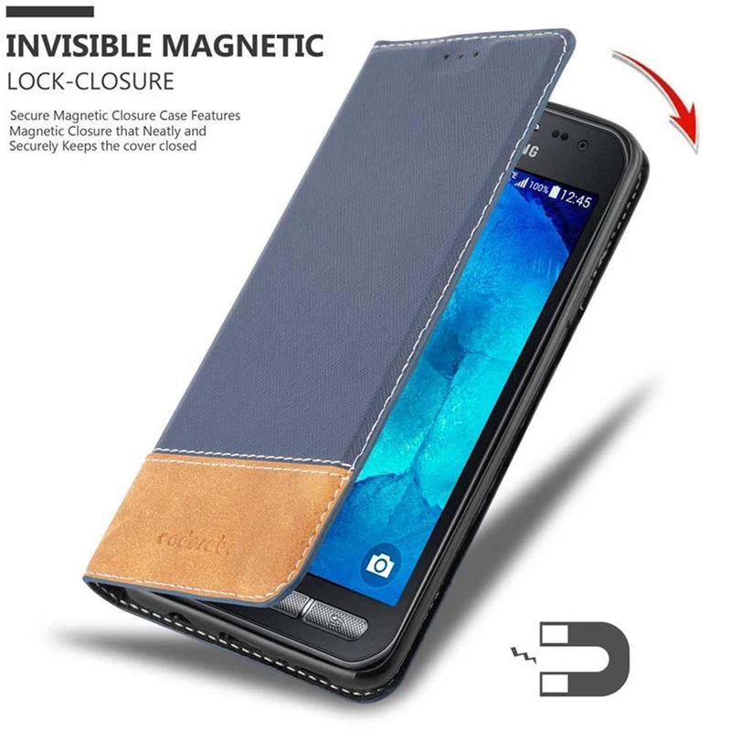 Cadorabo Hülle kompatibel mit Samsung Galaxy XCover 3 Schutzhülle mit Magnetverschluss, Standfunktion und Kartenfach