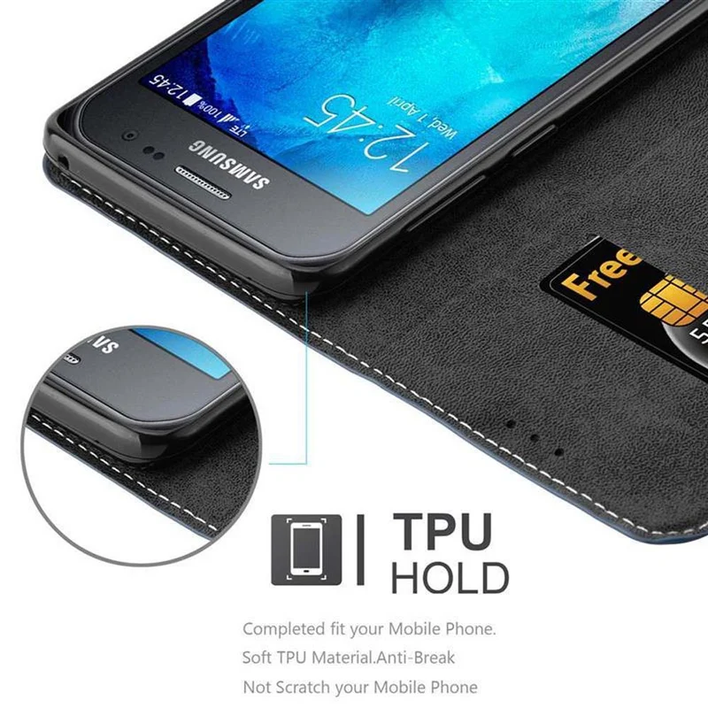Cadorabo Hülle kompatibel mit Samsung Galaxy XCover 3 Schutzhülle mit Magnetverschluss, Standfunktion und Kartenfach