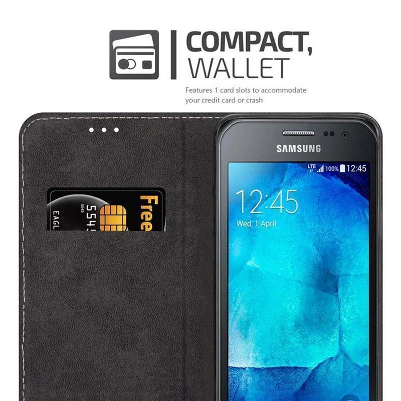 Cadorabo Hülle kompatibel mit Samsung Galaxy XCover 3 Schutzhülle mit Magnetverschluss, Standfunktion und Kartenfach
