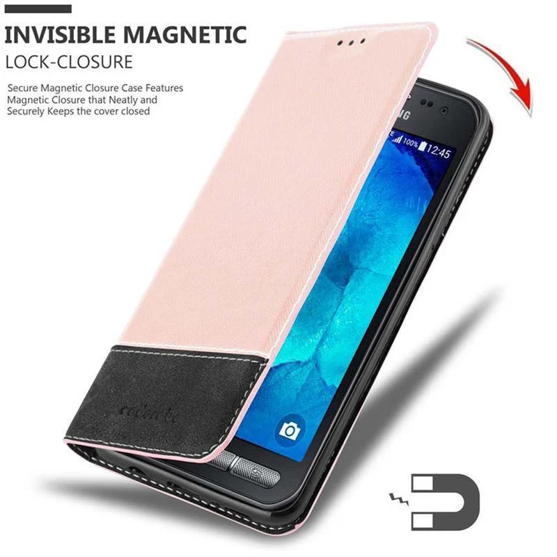 Cadorabo Hülle kompatibel mit Samsung Galaxy XCover 3 Schutzhülle mit Magnetverschluss, Standfunktion und Kartenfach