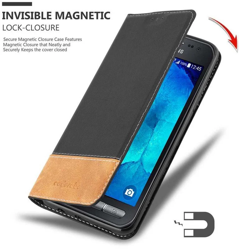 Cadorabo Hülle kompatibel mit Samsung Galaxy XCover 3 Schutzhülle mit Magnetverschluss, Standfunktion und Kartenfach