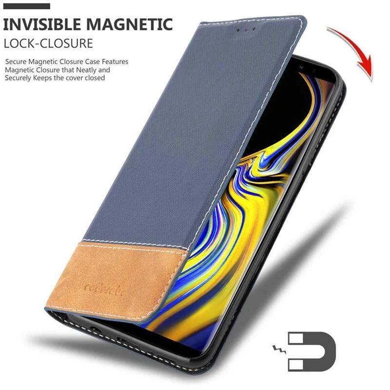 Cadorabo Hülle kompatibel mit Samsung Galaxy NOTE 9 Schutzhülle mit Magnetverschluss, Standfunktion und Kartenfach