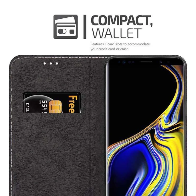 Cadorabo Hülle kompatibel mit Samsung Galaxy NOTE 9 Schutzhülle mit Magnetverschluss, Standfunktion und Kartenfach