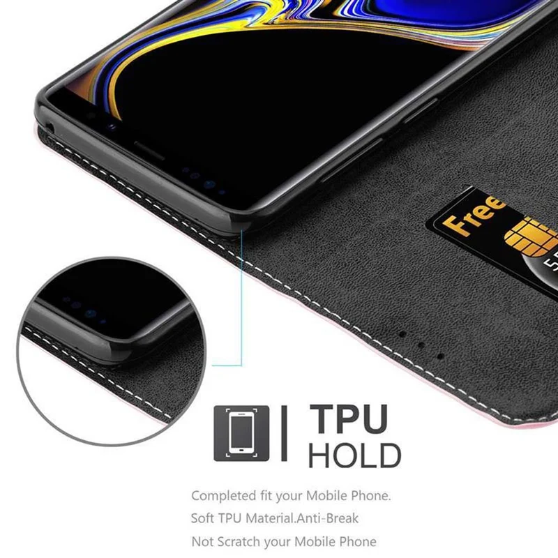 Cadorabo Hülle kompatibel mit Samsung Galaxy NOTE 9 Schutzhülle mit Magnetverschluss, Standfunktion und Kartenfach