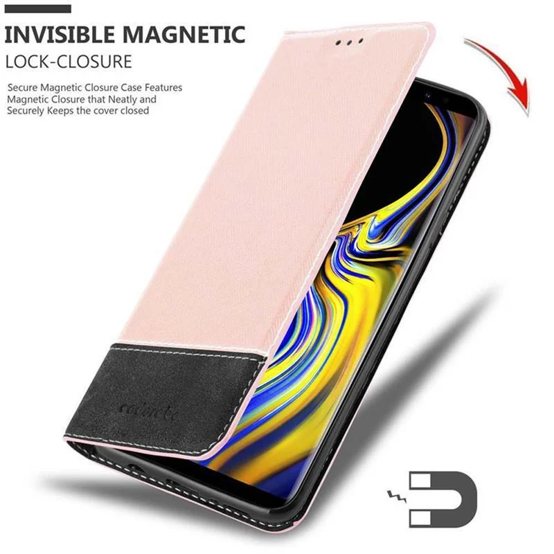 Cadorabo Hülle kompatibel mit Samsung Galaxy NOTE 9 Schutzhülle mit Magnetverschluss, Standfunktion und Kartenfach