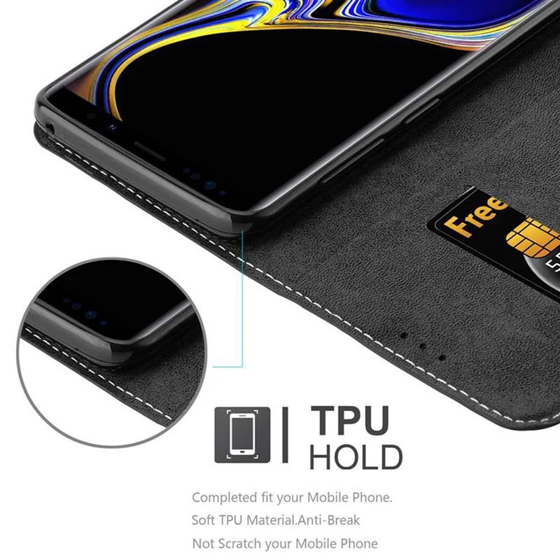Cadorabo Hülle kompatibel mit Samsung Galaxy NOTE 9 Schutzhülle mit Magnetverschluss, Standfunktion und Kartenfach