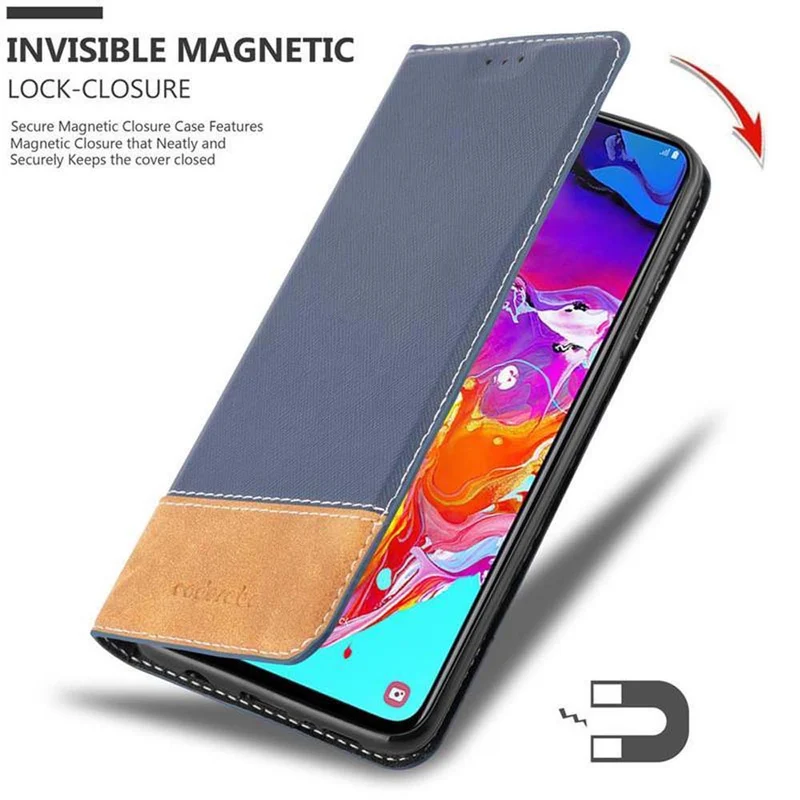 Cadorabo Hülle kompatibel mit Samsung Galaxy A70 / A70s Schutzhülle mit Magnetverschluss, Standfunktion und Kartenfach