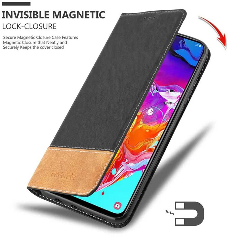 Cadorabo Hülle kompatibel mit Samsung Galaxy A70 / A70s Schutzhülle mit Magnetverschluss, Standfunktion und Kartenfach