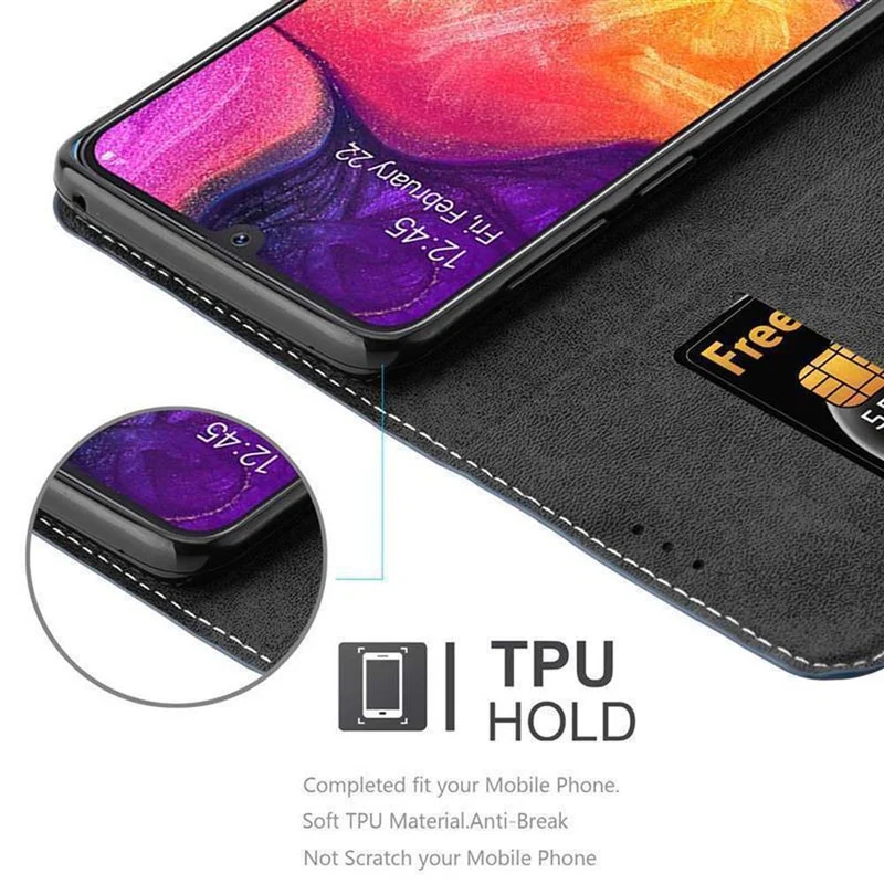 Cadorabo Hülle kompatibel mit Samsung Galaxy A50 4G / A50s / A30s Schutzhülle mit Magnetverschluss, Standfunktion und Kartenfach