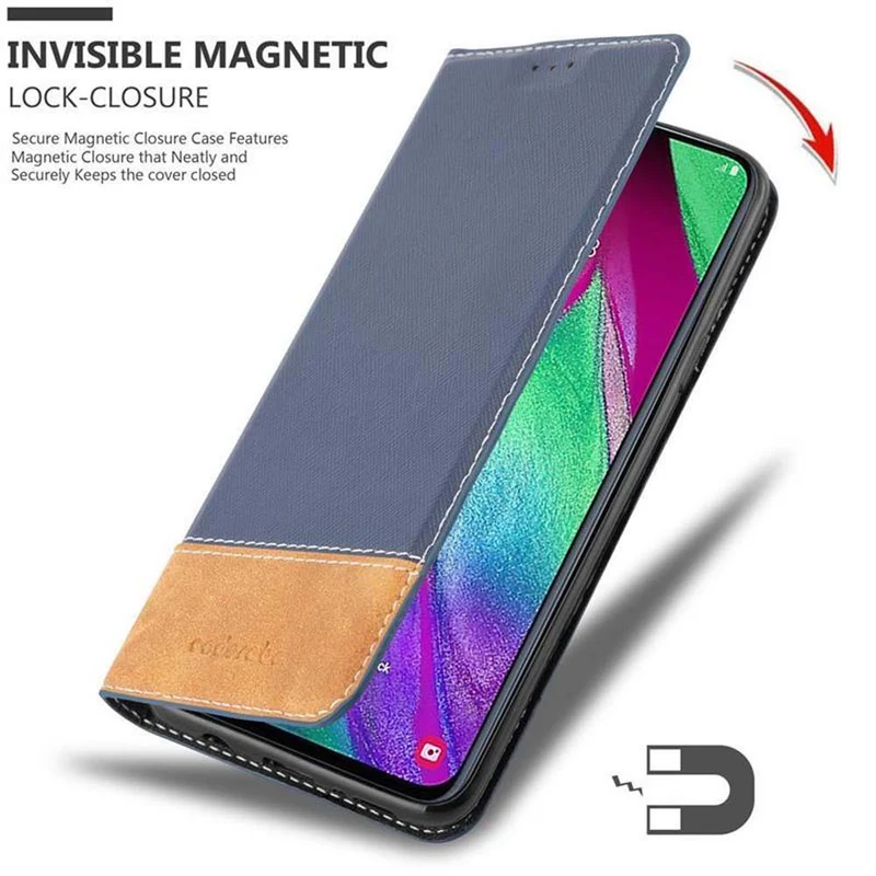 Cadorabo Hülle kompatibel mit Samsung Galaxy A40 Schutzhülle mit Magnetverschluss, Standfunktion und Kartenfach