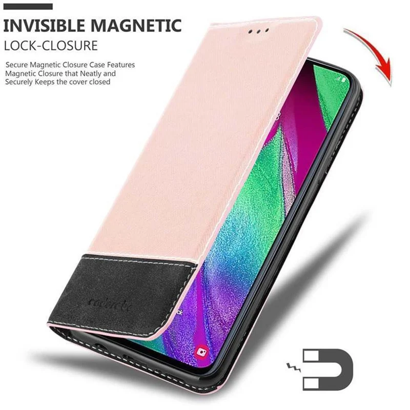 Cadorabo Hülle kompatibel mit Samsung Galaxy A40 Schutzhülle mit Magnetverschluss, Standfunktion und Kartenfach
