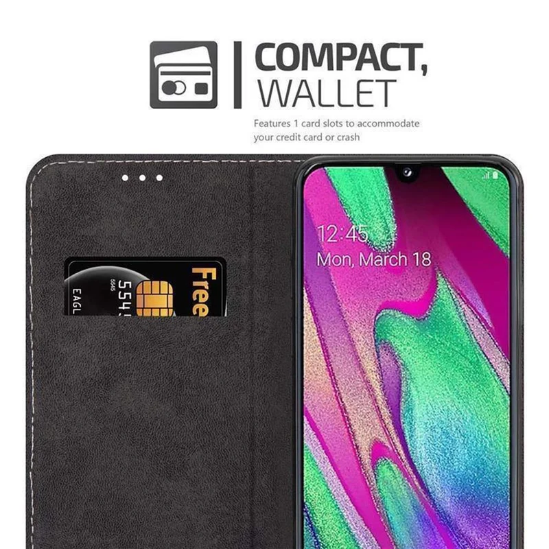 Cadorabo Hülle kompatibel mit Samsung Galaxy A40 Schutzhülle mit Magnetverschluss, Standfunktion und Kartenfach