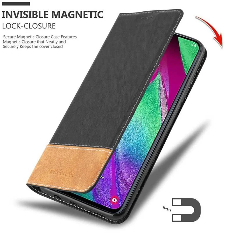 Cadorabo Hülle kompatibel mit Samsung Galaxy A40 Schutzhülle mit Magnetverschluss, Standfunktion und Kartenfach