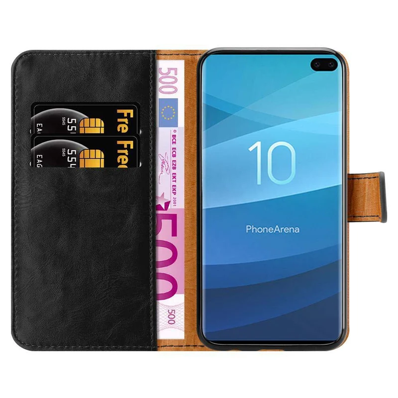 Cadorabo Hülle kompatibel mit Samsung Galaxy S10 PLUS Schutzhülle mit Magnetverschluss, Standfunktion und Kartenfach